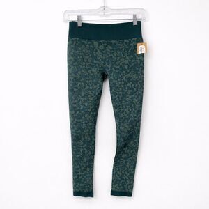 Title Nine Seamless Leggings Teal Floral Jacquard Size Small